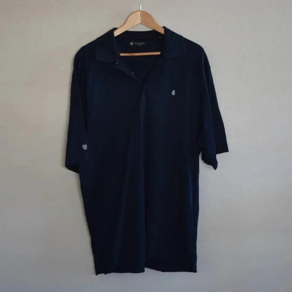 OXFORD GOLF Mens Cotton Polo Shirt Navy White Maroon Size L